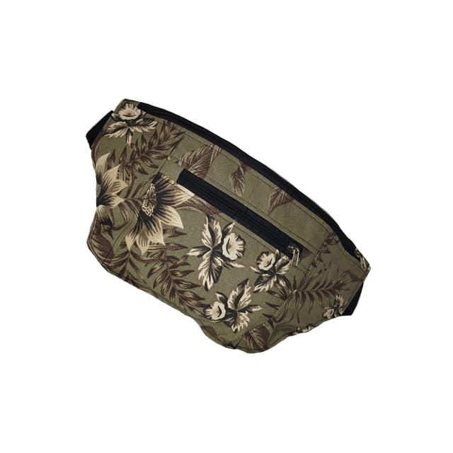 Pochete Banana Acquablock Floral Verde Escuro