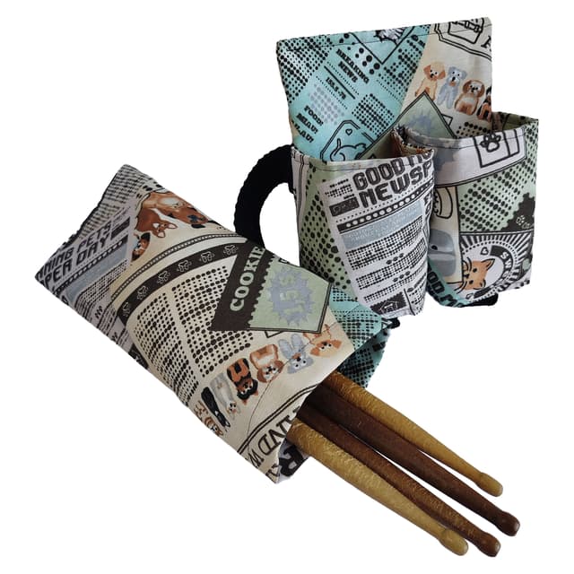 Pochete Porta-Bebida com Porta-Baqueta Estampada Caes e Gatos